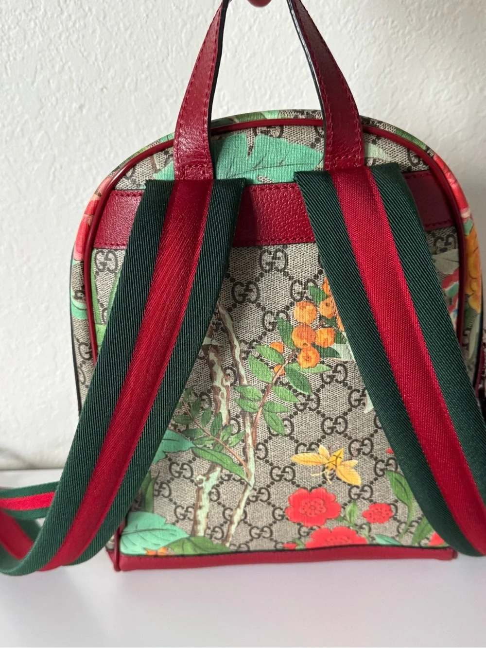 Gucci Tian GG Supreme Backpack  Floral Bird Mini Backpack